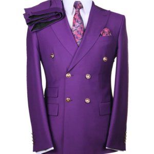 Men's purple 2pcs double breasted suit.